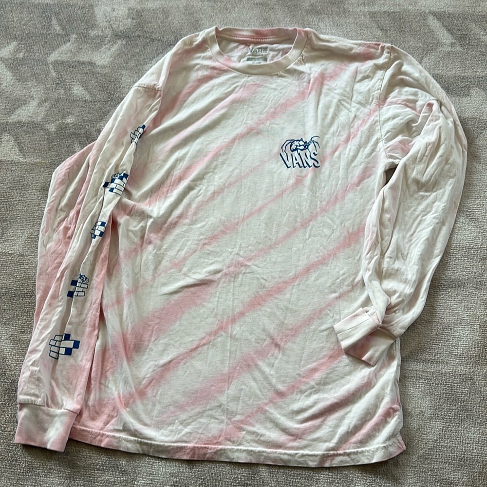 VANS Off The Wall Widow Maker Pink Allover Tie Dye Long Sleeve T-Shirt, Sz M